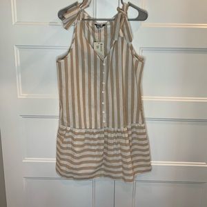 Stripe dress in white / tan